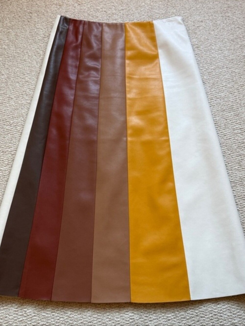Mother Bits And Pieces Colorblock Faux Leather Midi Skirt, Medium - Picture 7 of 8